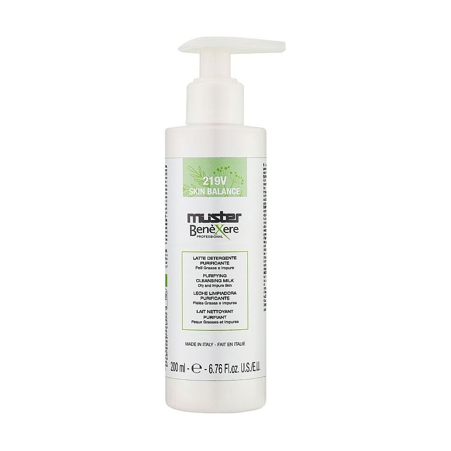 Очищувальне молочко для обличчя Muster Benexere Professional 219V Skin Balance Purifying Cleansing Milk для жирної та проблемної шкіри, 200 мл